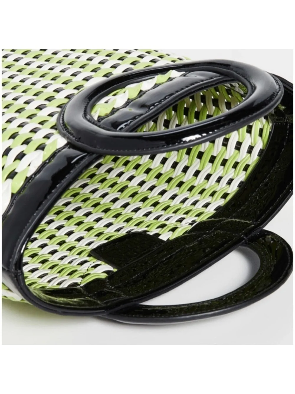 New SOLID & STRIPED REVOLVE Woven Black White Green Handbag Tote